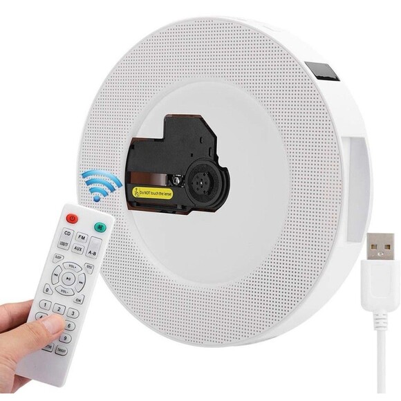 Portable Bluetooth CD Player Wall-Mounted FM Radio USB/SD AUX w/Remote -Open Box - Picture 3 of 16